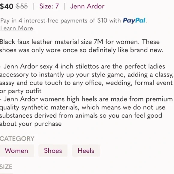 JENN ARDOR Women's Stiletto High Heel Shoes Pointed Toe Slip On Party Pumps 7.5 - Picture 8 of 11